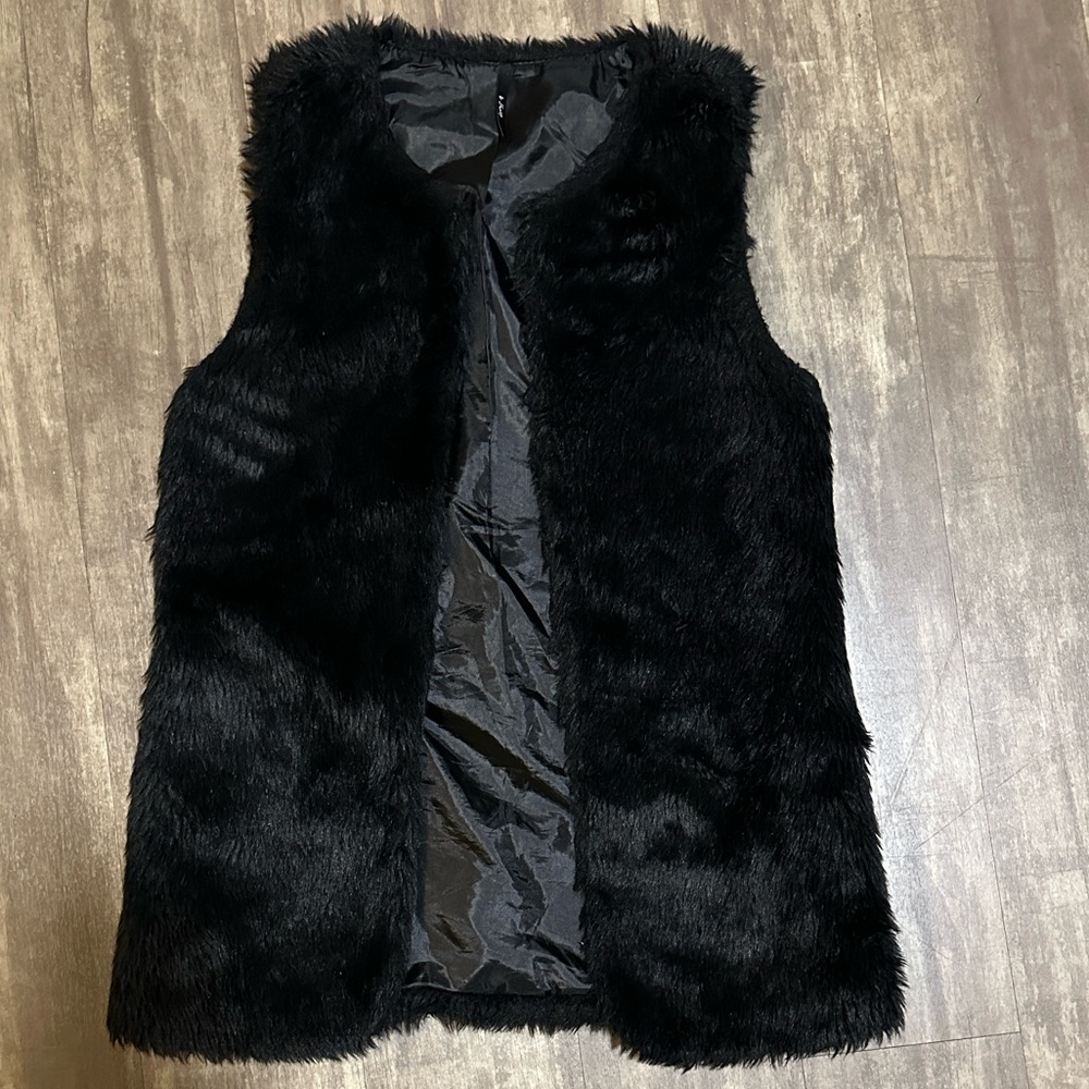 Black Faux Fur Vest winter fall layering